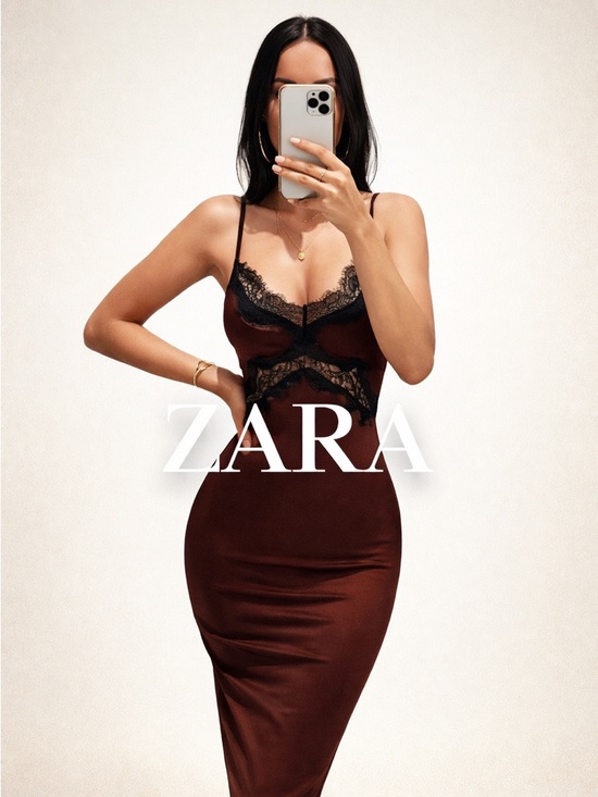 Zara Dresses & Skirts - ZARA Burgundy Satin Lace Slip Midi Dress Small Viral Never Worn Date Night
